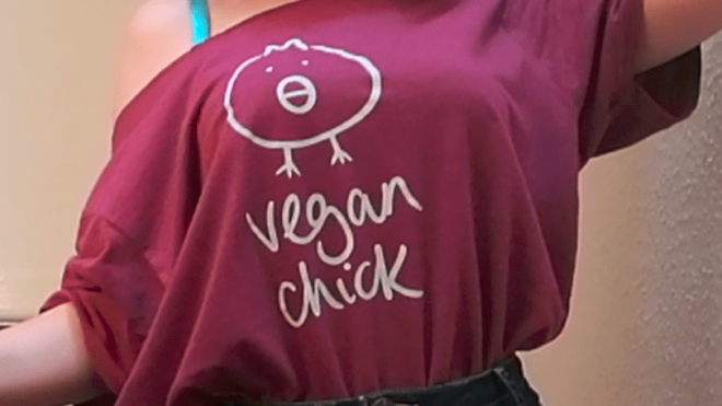 100% Recycled, Vegan, and Ethical 'Vegan Chick' tshirt from Well-Travelled Herbivore